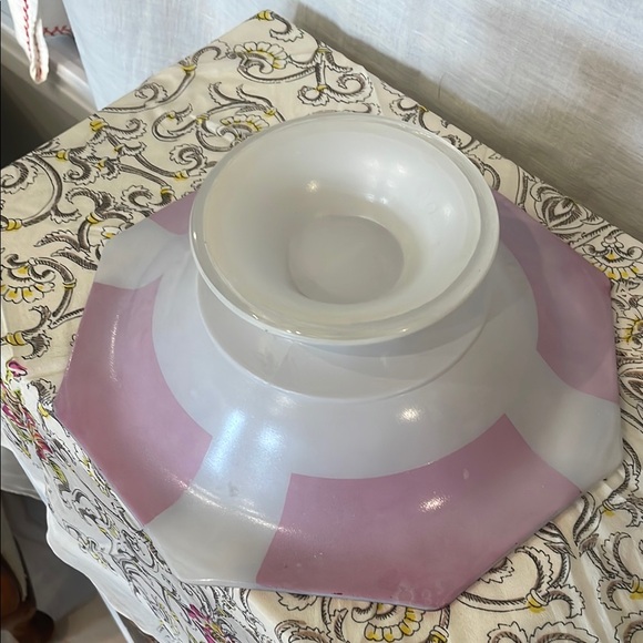 1930’s Indiana glass Red and White art deco pedestal  Bowl - Picture 3 of 3